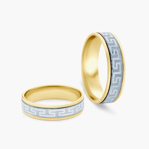 Obrączki ślubne: dwukolorowe złoto, płaskie, 5 mm